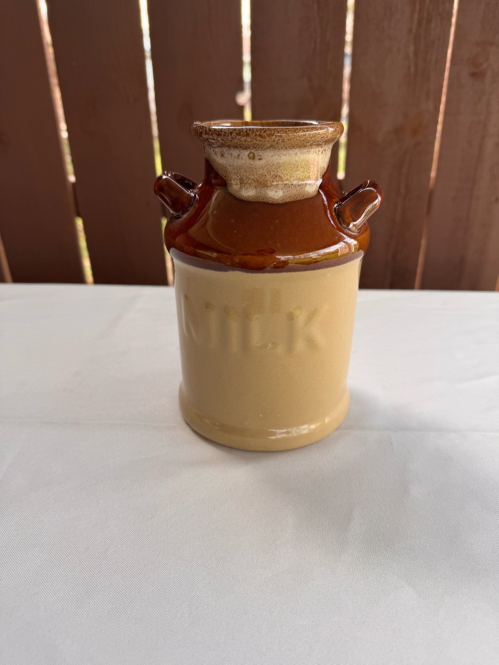 Two-Tone Ceramic 'Milk' Vase - Brown and Cream